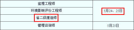 2014年蘇州二級(jí)建造師考試時(shí)間為：5月24、25日