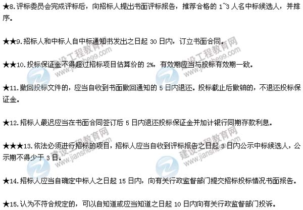 2015年二建法規(guī)數(shù)字考點總結第三章：建設工程發(fā)承包法律制度