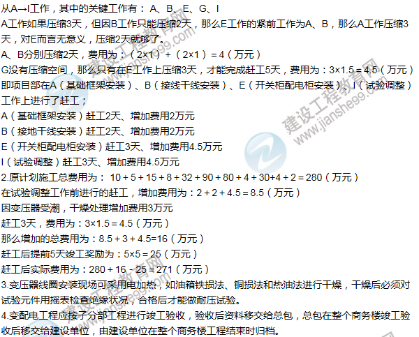 2011年一級建造師機(jī)電工程試題及答案(案例三)