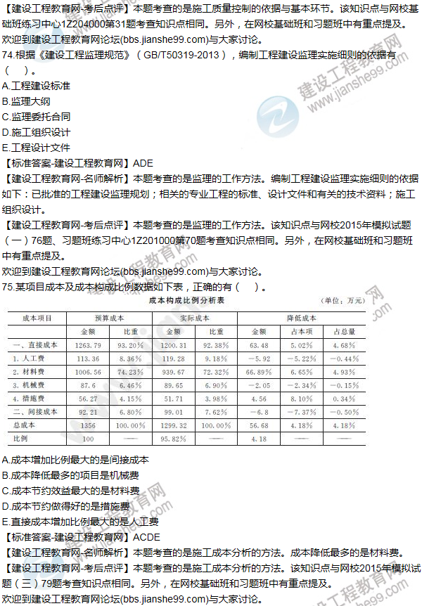 2015年一級建造師項(xiàng)目管理試題及答案(71-80題)