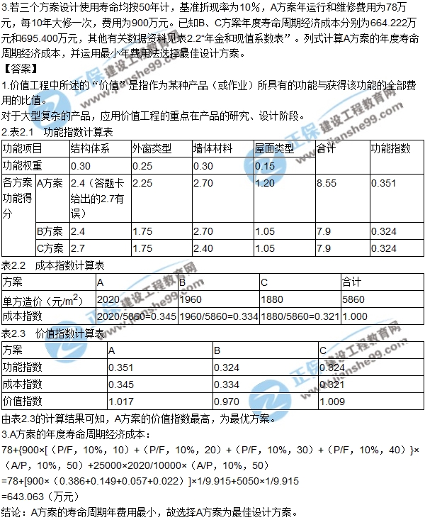 2017造價(jià)工程師案例題