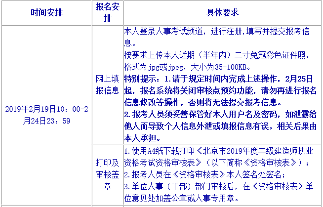 2019年北京二級建造師報名時間公布