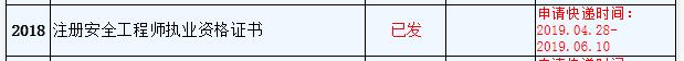 2018年注冊安全工程師執(zhí)業(yè)資格證書