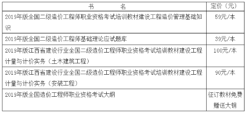 2019年版江西省建設行業(yè)全國二級造價工程師職業(yè)資格考試培訓教材